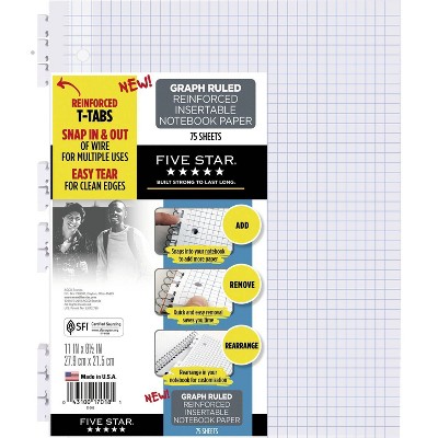 75ct Loose Leaf Filler Paper Quad Ruled - Five Star