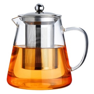 Itopfox Glass Teapot Stovetop Safe, Borosilicate Clear Tea Kettle with Removable Stainless Steel Infuser, Ideal for Loose Leaf and Blooming Tea - 1 of 4