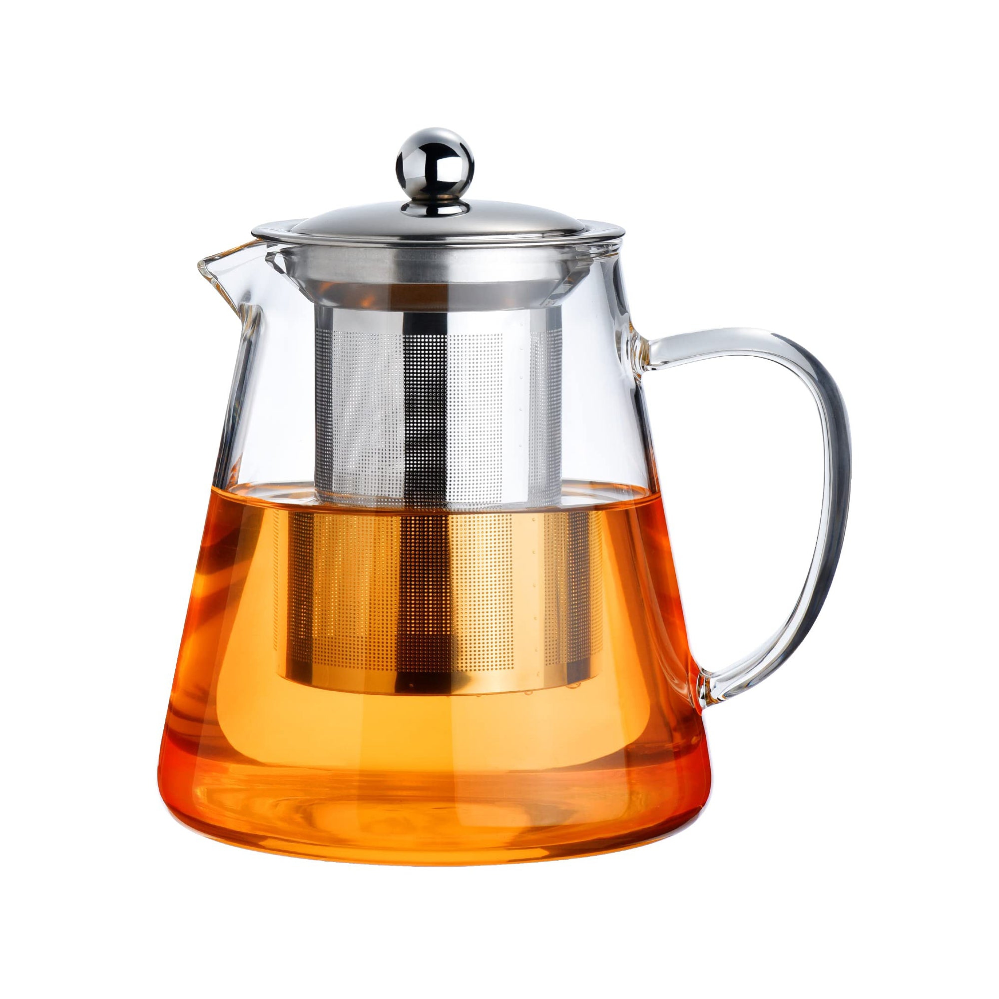 Itopfox Glass Teapot Stovetop Safe, Borosilicate Clear Tea Kettle with Removable Stainless Steel Infuser, Ideal for Loose Leaf and Blooming Tea