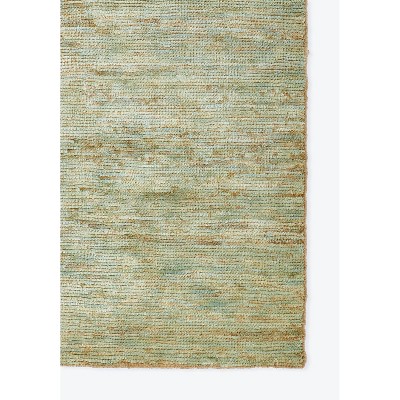 Green Hand-Knotted Abstract Cotton Runner Rug