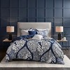 Gulches Multicolor Blue Transitional Intricate Damask 200TC Cotton Sateen with Polyester Fill Full Queen 6 Piece Printed Duvet Cover Set Blanket - 2 of 4