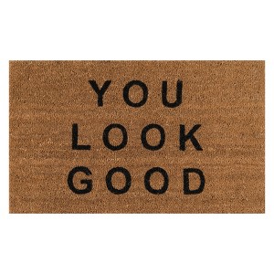 1'6"x2'6" 'You Look Good' Woven Coir Doormat Natural/Black - Novogratz By Momeni: Front Doormat, Indoor/Outdoor Rug - 1 of 3