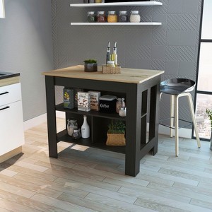 Grungis Kitchen Island Cart with 3 Storage Shelves,Kitchen Island with Top Wide Shelf and Two Bottom Shelves,Island Table for Kitchen - 1 of 4
