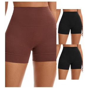 INSPIRE CHIC 3 Packs Women's High Waisted Boyshorts Soft Stretch Seamless Control Panties for Under Dresses - 1 of 4