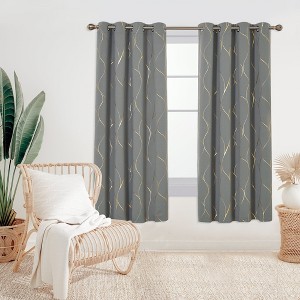 Deconovo Gold Line 52 Width Curtain Panel Pair (2 Panel) - 1 of 4