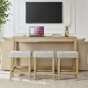 59" Counter Height Bar Table Set with USB & AC Outlets, Upholstered Linen Stools, Space-Saving 4-Piece for Kitchen Dining-3irtyhousy - 3 of 4