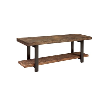Pomona Rustic Industrial Solid Pine and Metal Bench with Storage