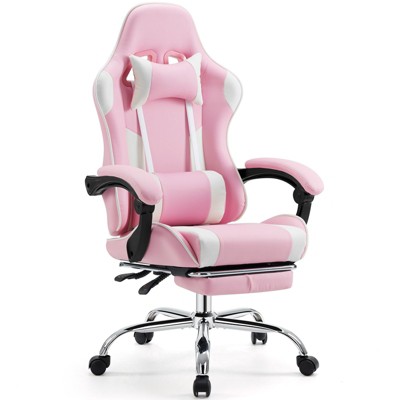 SEVOBAL Task and Office Chairs User Friendly Gaming Chair with Footrest and Adjustable Lumbar Support for Long Hours of Play, Pink, 26.7"*25.3"*52.3"