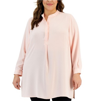 Anne Klein Womens Solid Tunic Blouse