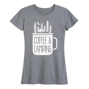 Women's - Instant Message - Coffee And Camping Short Sleeve Graphic T-Shirt - 1 of 4