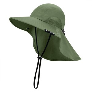 Solaris Men’s Women’s Wide Brim Bucket Hat with Neck Flap, Breathable Lightweight Outdoor Sun Hat for Hiking, Camping, Gardening - 1 of 4