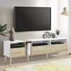 70.86" Wood Modern Minimalist TV Stand with 3 Drawers and 4 Open Shelves for TVs up to 80" with Color Matching Design and Cable Management - 2 of 4