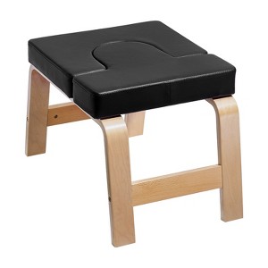 VEVOR Yoga Headstand Bench, 300 lbs Capacity Yoga Inversion Chair for Family Gym, Headstand Trainer with Wood Frame & PU Pad, Black - 1 of 4