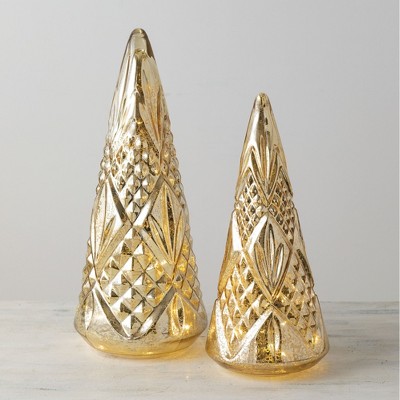 Sullivans Set of 2 Decorative Sculpture Trees 18.5"H & 15.5"H Gold