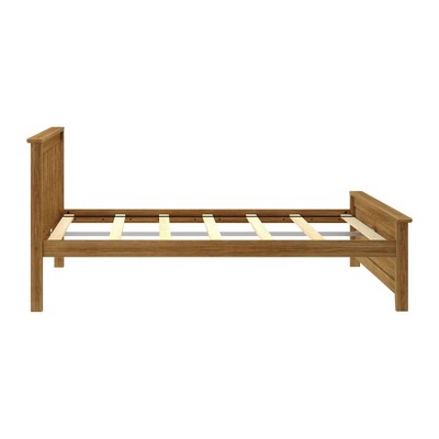 Pecan Pine Full Platform Bed with Slatted Headboard