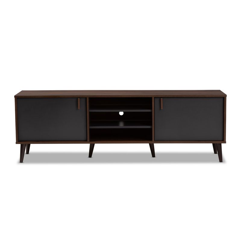 Samuel Finished TV Stand for TVs up to 55&#34; Walnut Brown/Dark Gray - Baxton Studio, 1 of 12