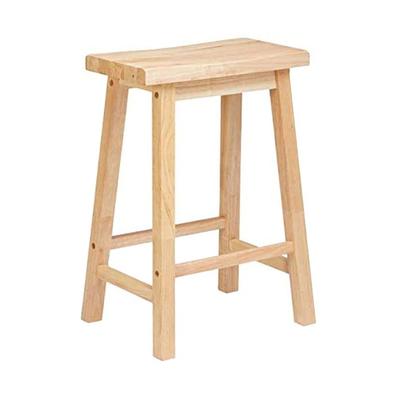 PJ Wood Classic Saddle Seat 24'' Kitchen Bar Counter Stool with Backless Seat & 4 Square Legs, for Homes, Dining Spaces, and Bars, Natural (5 Pack), 2 of 7