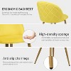 FurnitureR Upholstered Velvet Dining Chair Mid Back Armless with Wood Legs for Home Kitchen Bedroom Living Room, Set of 1, Yellow - 4 of 4