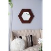 18.5inx 18.5inHexagon Mirror with Solid Wood Frame, Wall Decor for Living Room Bathroom Hallway, Dark Brown - 2 of 4