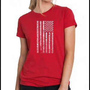 LA Pop Art Women's Premium Blend Word Art T-shirt - National Anthem Flag - 1 of 4