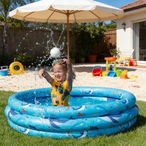 Jasonwell 48"X12" Inflatable Kiddie Pool for Toddlers, Round Blow-up Pool with Cushioned Floor & Ball Pit Toys for Ages 2-5, Blue - 1 of 4