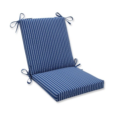 Resort Stripe Squared Corners Outdoor Chair Cushion Blue - Pillow Perfect