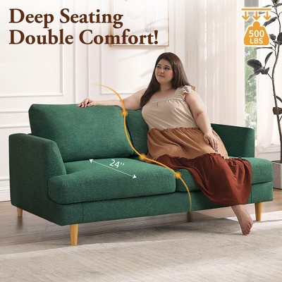 Gericco Loveseat Sofa 56" Mid Century Modern Small Couches for Small Spaces 2-Seat Upholstered Cushion Sofa Couches for Bedroom Apartment