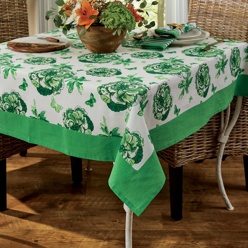 Patricia Heaton Home Green Florals And Flitters Tablecloth 54" X 54", 2 of 4