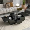 Lirago Black High-Gloss Extendable Coffee Table w/2 Hidden Storage & 2 Drawers, Sliding Top 39.3x21.6", Multi-Function for Living Room & Bedroom - 3 of 4