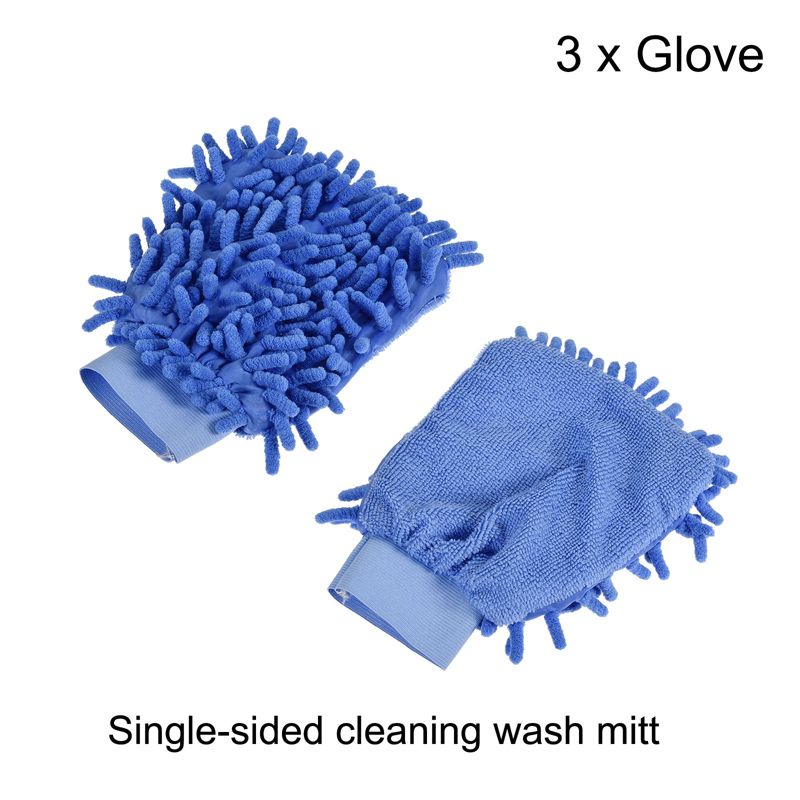Unique Bargains Microfiber Chenille Mitts Reusable Scratch-Free Cleaning Glove Wash Sponge for Home Kitchen, 3 of 7