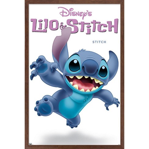Trends International Disney Lilo and Stitch - Stitch Feature Series Framed  Wall Poster Prints Mahogany Framed Version 22.375 x 34