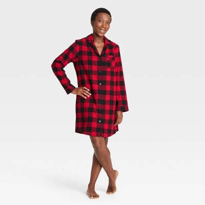 Women's Holiday Buffalo Check Plaid Flannel Matching Family Pajama NightGown - Wondershop™ Red XS