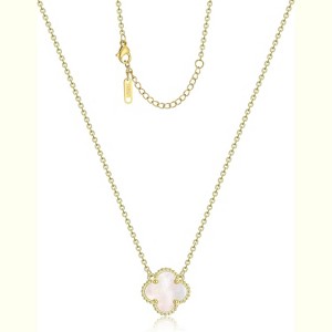 18K Gold Plated Four Leaf Clover Necklace Lucky Charm Jewelry Gift - 1 of 4