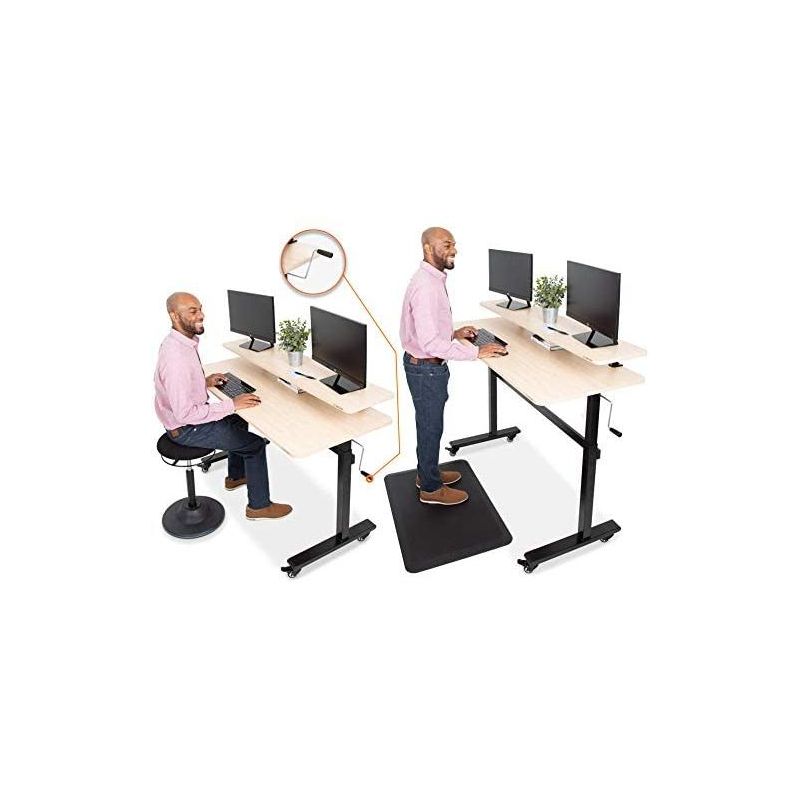 Tranzendesk Standing Desk with Clamp-On Shelf - 55" Sit to Stand Workstation with 55” Monitor Stand – Maple - Stand Steady, 3 of 13