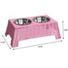 THE LICKER STORE Serenity 6.9" Small/Medium Elevated Wicker Pet Feeder w/ 18oz (2.2 Cups) 2-Stainless Steel Bowls - 3 of 4