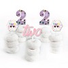 Big Dot of Happiness Two Cool - Girl - Dessert Cupcake Toppers - Pastel 2nd Birthday Party Clear Treat Picks - Set of 24 - 2 of 4