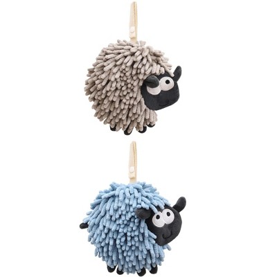 REGALWOVEN Cute Sheep Shape Chenille Soft Absorbent Hand Towels 2 Pcs