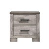 FurniFact,Gray 2-Drawer Wood Nightstand with Metal Handles - 2 of 4