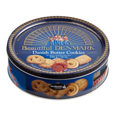 Jacobsens Beautiful Denmark Danish Butter Cookies Tin 12 oz.