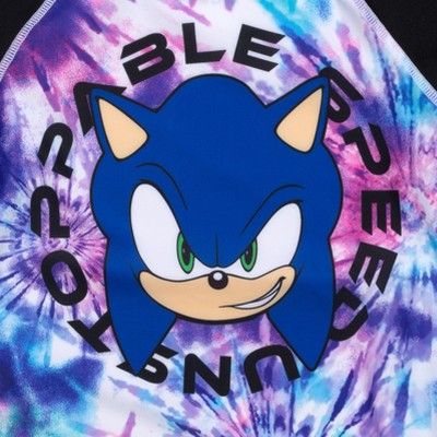 Sonic the Hedgehog SEGA Knuckles Sonic The Hedgehog Tails Little Boys Rash Guard and Swim Trunks Outfit Set Black / Purple 5-6 — фото 6
