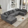 137.8" Corduroy Upholstery U-Shaped Cloud Modular Sectional Sofa with Left Chaise and Pillows, All-Foam Compression Design - 4 of 4