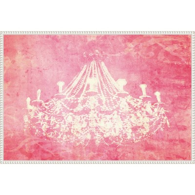 Pink Chandelier Abstract Canvas Wall Art with White Frame