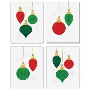 Big Dot of Happiness Ornaments - Unframed Holiday and Christmas Linen Paper Wall Art - Set of 4 - Artisms - 8 x 10 inches - 1 of 4