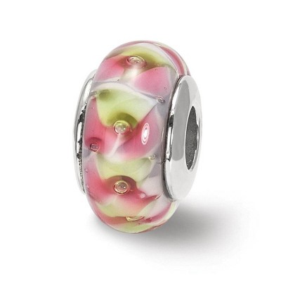 Black Bow Jewelry Light Pink & Yellow Glass Sterling Silver Bead Charm
