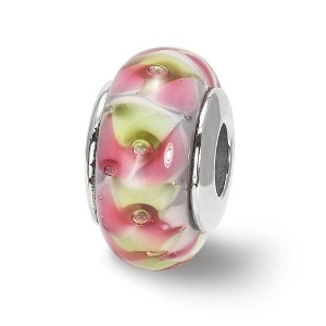 Black Bow Jewelry Light Pink & Yellow Glass Sterling Silver Bead Charm - 1 of 3