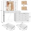 USIKEY Vanity Makeup Desk with LED Light Mirror & Power Outlet, 8 Drawers, & 6 Storage Shelves Dressing Table, Corner Vanity Desk - 4 of 4