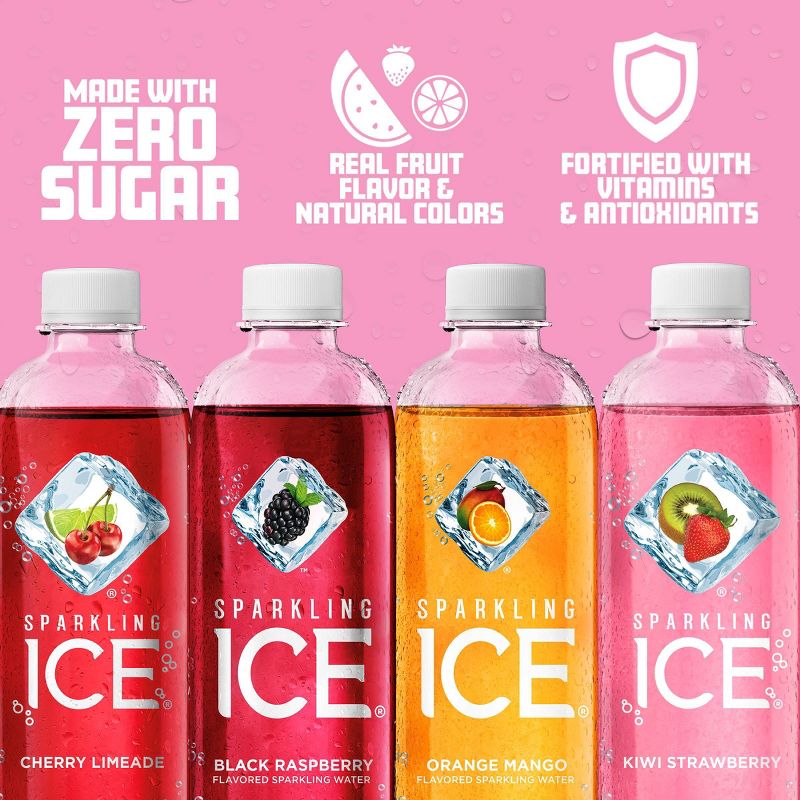 Sparkling Ice Variety Pack-Black Raspberry/Orange Mango/Kiwi Strawberry/Cherry Limeade - 12pk/17 fl oz Bottles, 4 of 9