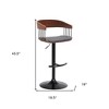 HomeRoots Gray and Black Faux Leather with Metal Swivel Adjustable Height Bar Chair - 3 of 4