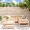 vidaXL 5 Piece Patio Lounge Set with Cushions Solid Wood - Natural Pine - 2 of 4