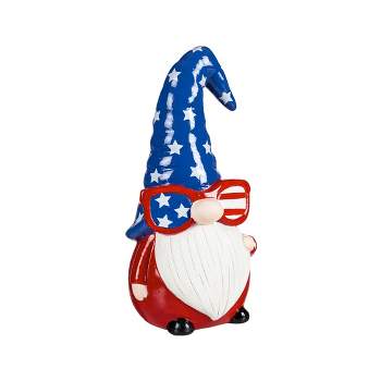 Evergreen Flag Beautiful Americana Ceramic Gnome Garden Statue - 4 x 4 x 10 Inches
